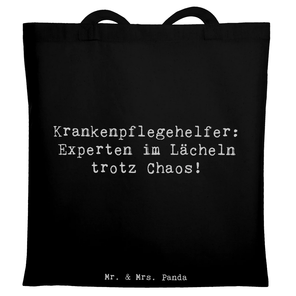 Tote bag Saying Krankenpflegehelfer: Experten im Lächeln trotz Chaos! Schultertasche, Beuteltasche, Shopper, Laptoptasche, Beutel, Tasche, Einkaufstasche, Badetasche, Stofftasche, Jutebeutel, Jutetasche, Strandtasche, Einkaufstüte, Tragetasche, Umhängetasche, Stoffbeutel, Beruf, Ausbildung, Jubiläum, Abschied, Rente, Kollege, Kollegin, Geschenk, Schenken, Arbeitskollege, Mitarbeiter, Firma, Danke, Dankeschön