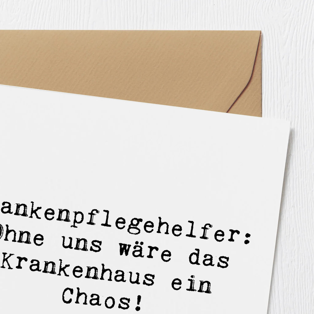 Deluxe Karte Spruch Krankenpflegehelfer Chaos Karte, Hochzeitskarte, Hochwertige Klappkarte, Klappkarte, Geburtstagskarte, Grußkarte, Glückwunschkarte, Hochwertige Grußkarte, Einladungskarte, Beruf, Ausbildung, Jubiläum, Abschied, Rente, Kollege, Kollegin, Geschenk, Schenken, Arbeitskollege, Mitarbeiter, Firma, Danke, Dankeschön