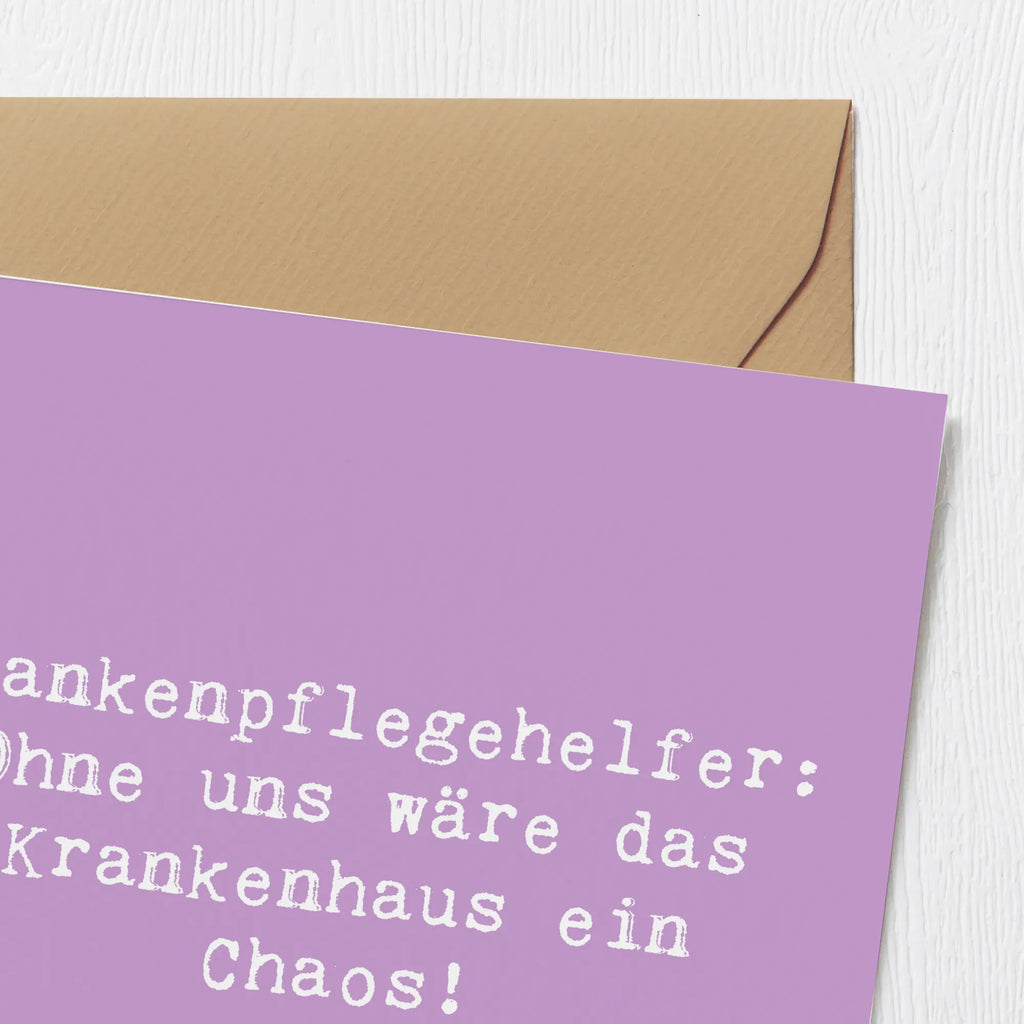 Deluxe Karte Spruch Krankenpflegehelfer Chaos Karte, Hochzeitskarte, Hochwertige Klappkarte, Klappkarte, Geburtstagskarte, Grußkarte, Glückwunschkarte, Hochwertige Grußkarte, Einladungskarte, Beruf, Ausbildung, Jubiläum, Abschied, Rente, Kollege, Kollegin, Geschenk, Schenken, Arbeitskollege, Mitarbeiter, Firma, Danke, Dankeschön