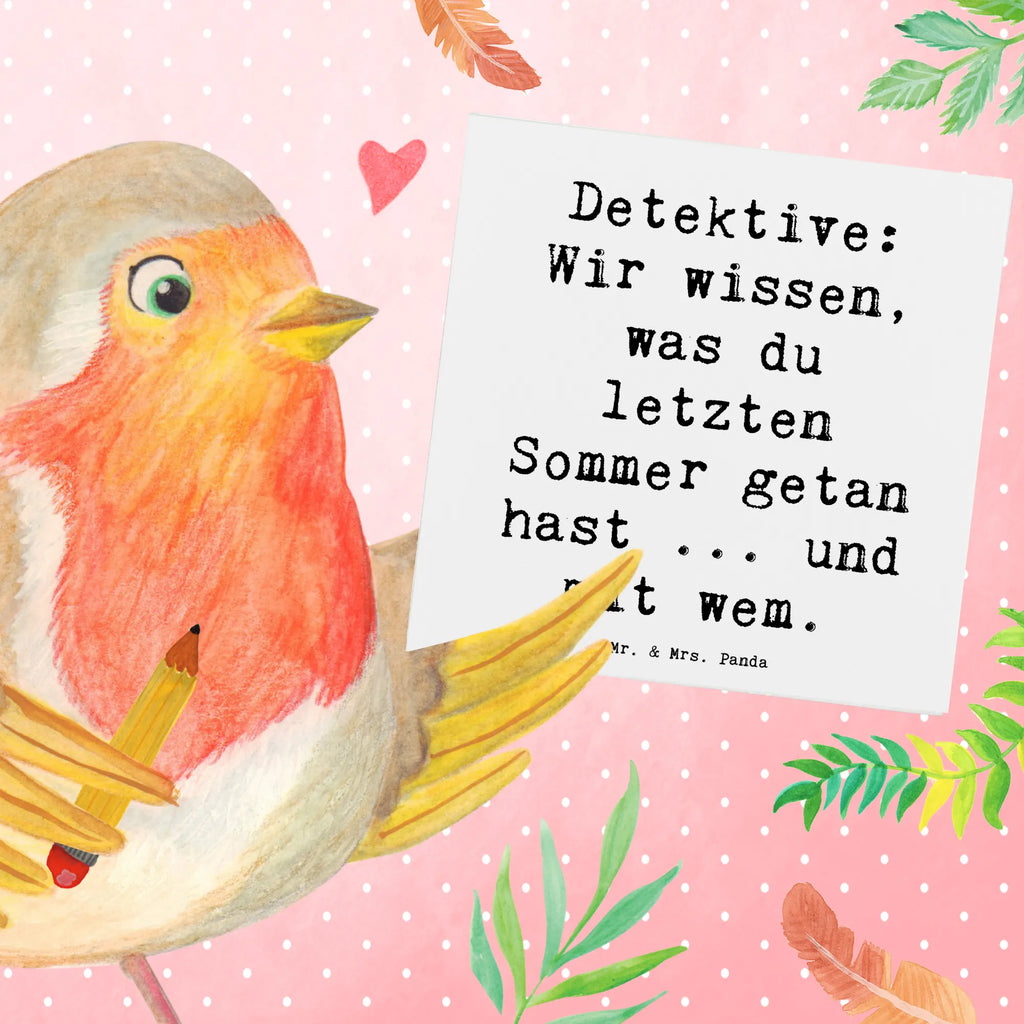 Deluxe Card Saying Detektive: Wir wissen, was du letzten Sommer getan hast ... und mit wem. Einladungskarte, Glückwunschkarte, Hochwertige Klappkarte, Hochzeitskarte, Hochwertige Grußkarte, Grußkarte, Geburtstagskarte, Klappkarte, Karte, Beruf, Ausbildung, Jubiläum, Abschied, Rente, Kollege, Kollegin, Geschenk, Schenken, Arbeitskollege, Mitarbeiter, Firma, Danke, Dankeschön