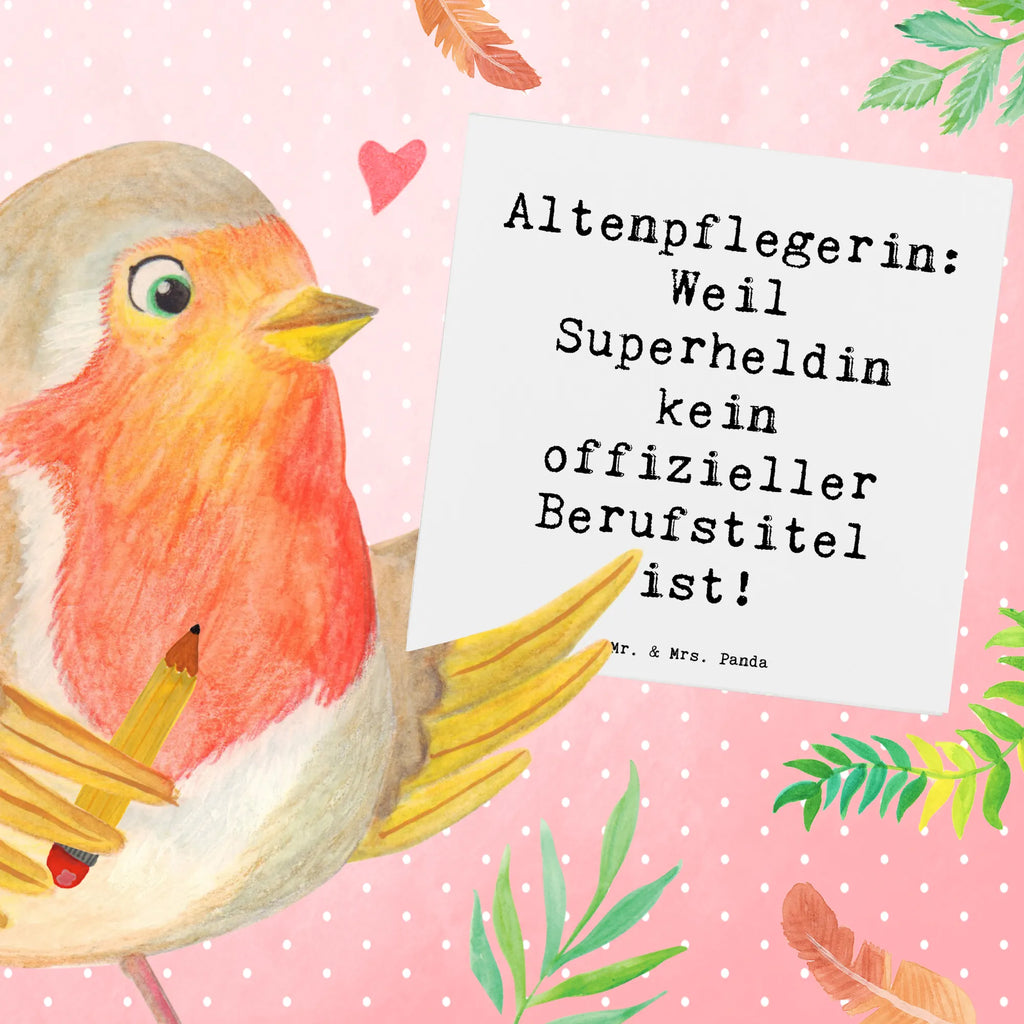 Deluxe Card Saying Altenpflegerin: Weil Superheldin kein offizieller Berufstitel ist! doppelkarte, Glückwunschkarte, Grußkarte, faltkarte, Klappkarte, Geschenk, Schenken, Jubiläum, Danke, Dankeschön, Beruf, Ausbildung, Abschied, Rente, Kollege, Kollegin, Arbeitskollege, Mitarbeiter, Firma