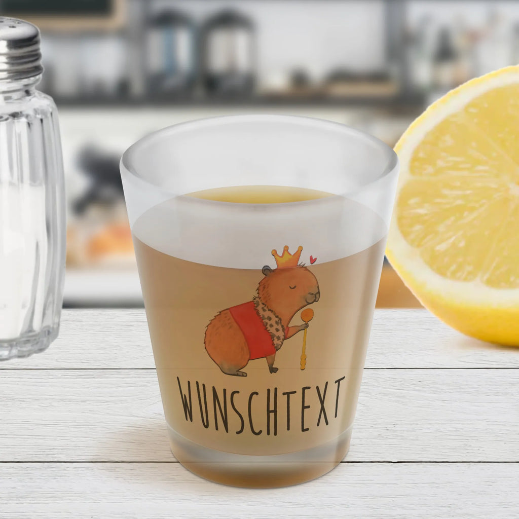 Personalised Shot Glass Capybara King small animals, cute, funny, cute animal motives, hand drawn, small world, funny sayings, good mood, happy, gifts, gift ideas, special gifts, animal lover, card