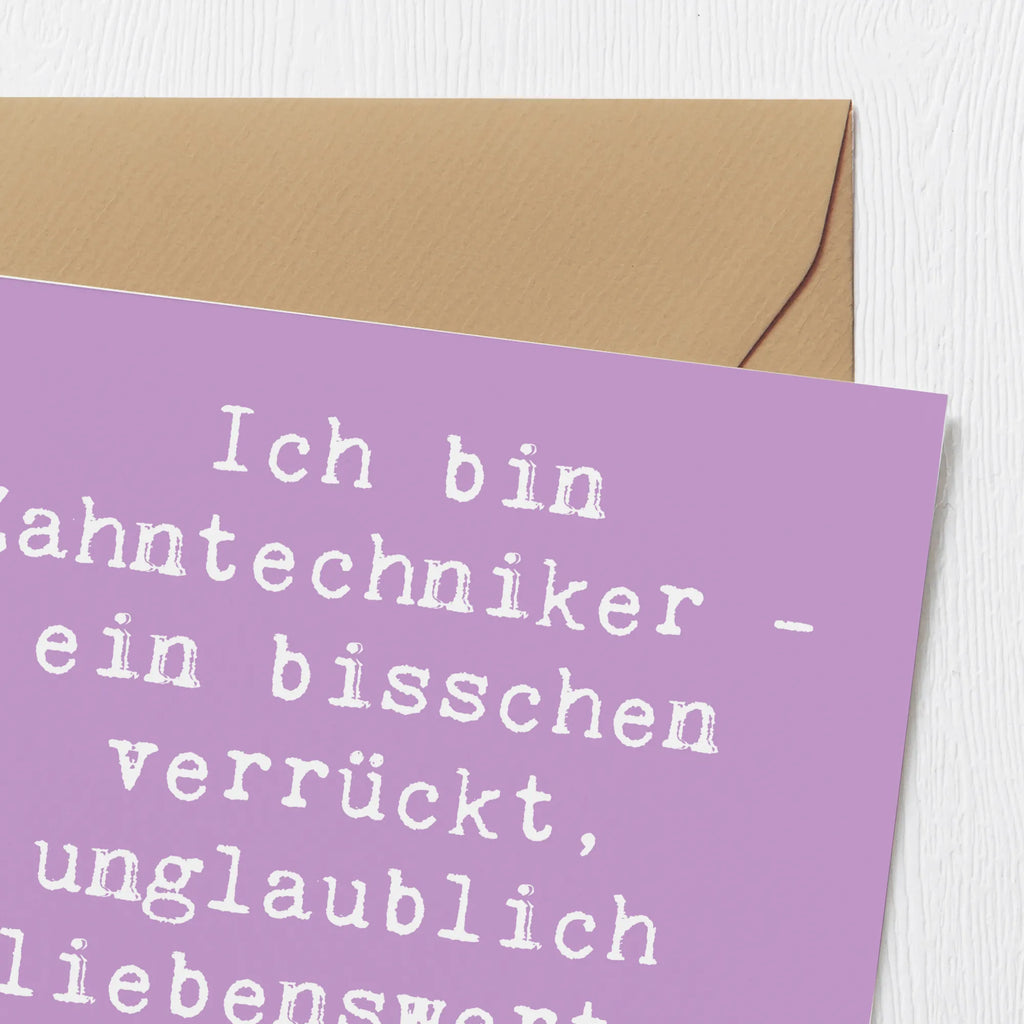 Deluxe Karte Spruch Ich bin Zahntechniker - ein bisschen verrückt, unglaublich liebenswert, aber immer zahngenau! Karte, Klappkarte, Glückwunschkarte, Einladungskarte, Geburtstagskarte, Hochwertige Klappkarte, Hochzeitskarte, Hochwertige Grußkarte, Grußkarte, Beruf, Ausbildung, Jubiläum, Abschied, Rente, Kollege, Kollegin, Geschenk, Schenken, Arbeitskollege, Mitarbeiter, Firma, Danke, Dankeschön