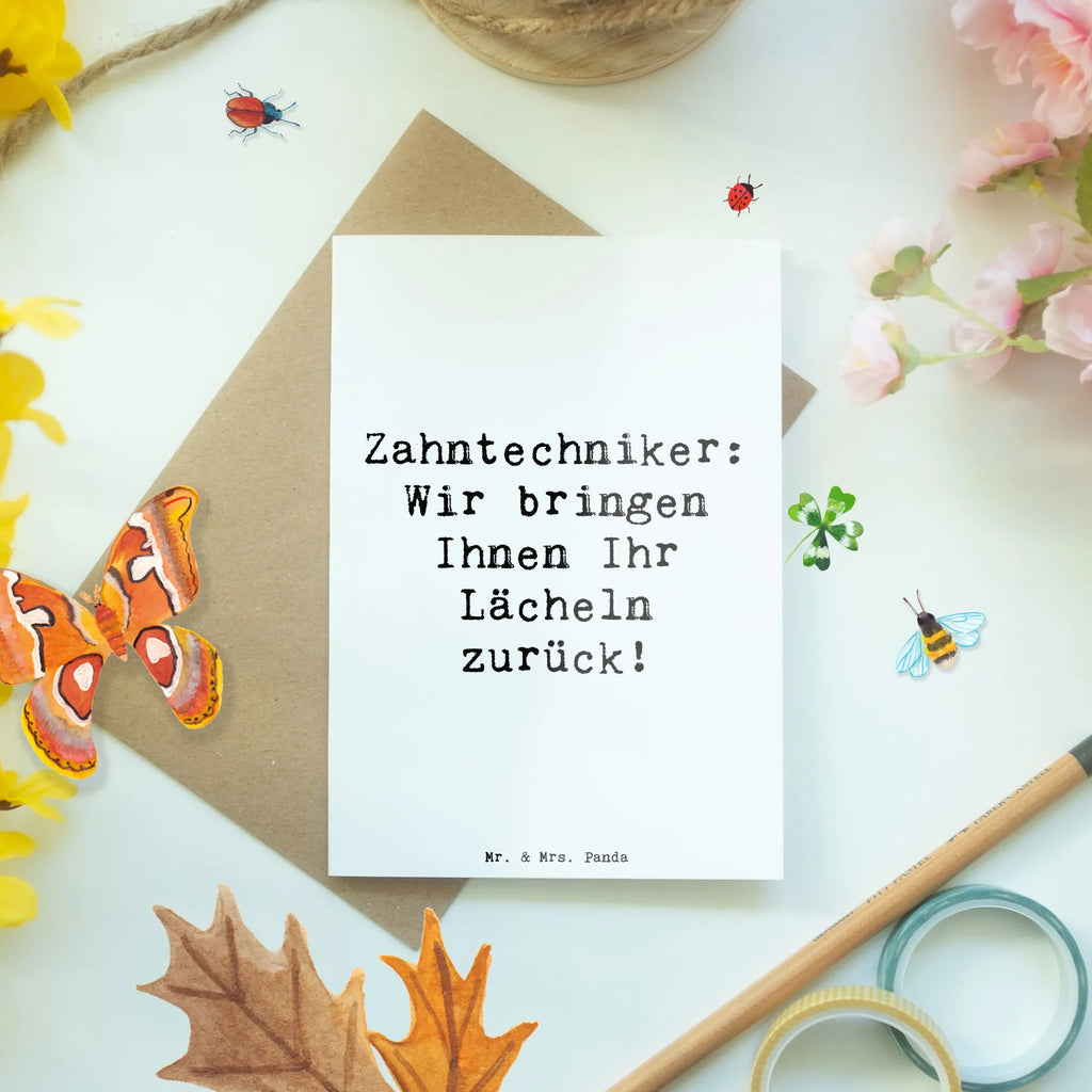 Greetings card Saying Zahntechniker: Wir bringen Ihnen Ihr Lächeln zurück! Glückwunschkarte, Einladungskarte, Hochzeitskarte, Geburtstagskarte, Karte, Ansichtskarten, Klappkarte, Grußkarte, Beruf, Ausbildung, Jubiläum, Abschied, Rente, Kollege, Kollegin, Geschenk, Schenken, Arbeitskollege, Mitarbeiter, Firma, Danke, Dankeschön