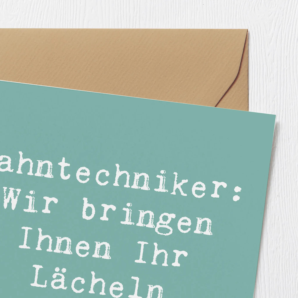 Deluxe Card Saying Zahntechniker: Wir bringen Ihnen Ihr Lächeln zurück! doppelkarte, Glückwunschkarte, faltkarte, Grußkarte, Klappkarte, Geschenk, Schenken, Jubiläum, Danke, Dankeschön, Beruf, Ausbildung, Abschied, Rente, Kollege, Kollegin, Arbeitskollege, Mitarbeiter, Firma