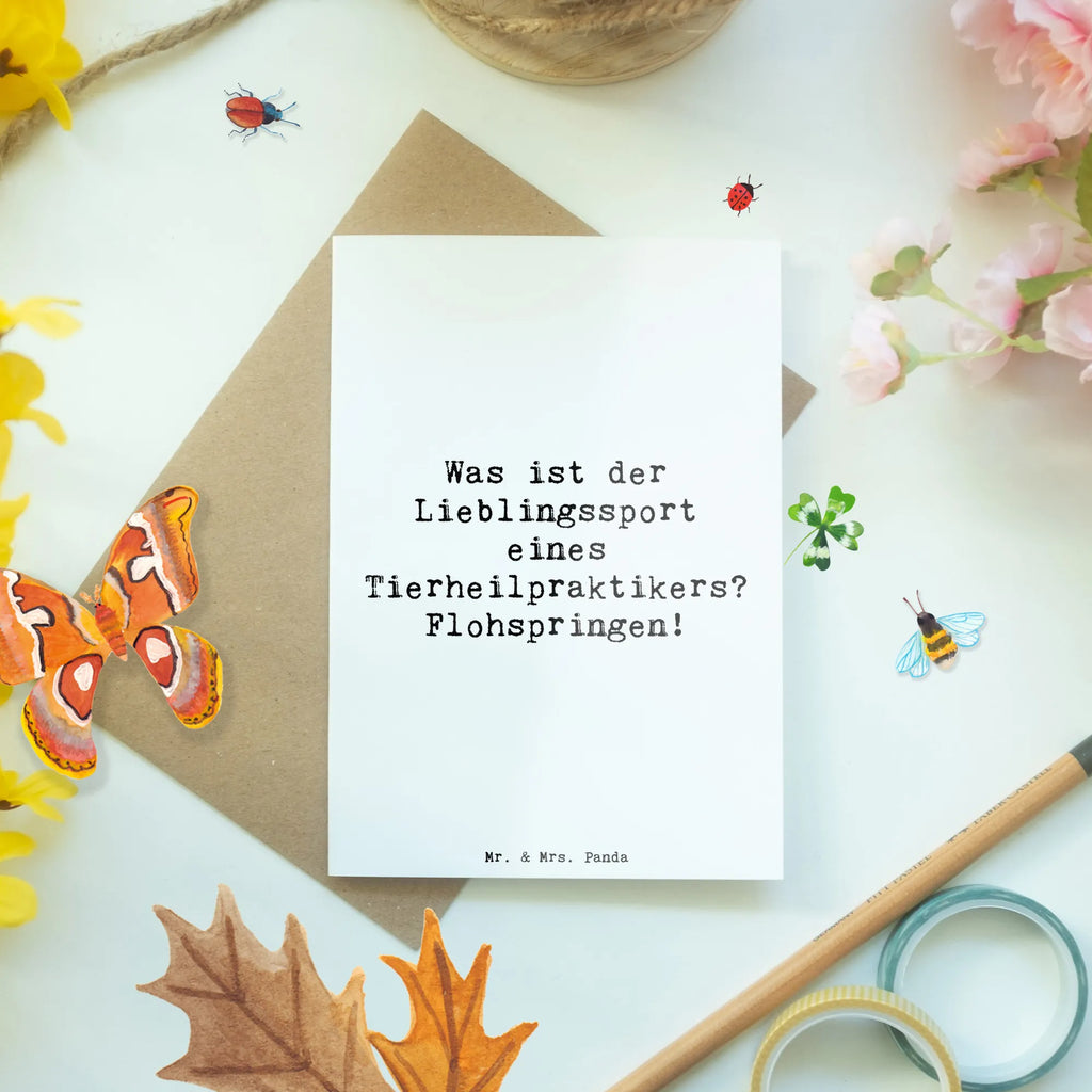 Greetings card Saying Was ist der Lieblingssport eines Tierheilpraktikers? Flohspringen! Hochzeitskarte, Glückwunschkarte, Karte, Ansichtskarten, Klappkarte, Einladungskarte, Geburtstagskarte, Grußkarte, Beruf, Ausbildung, Jubiläum, Abschied, Rente, Kollege, Kollegin, Geschenk, Schenken, Arbeitskollege, Mitarbeiter, Firma, Danke, Dankeschön