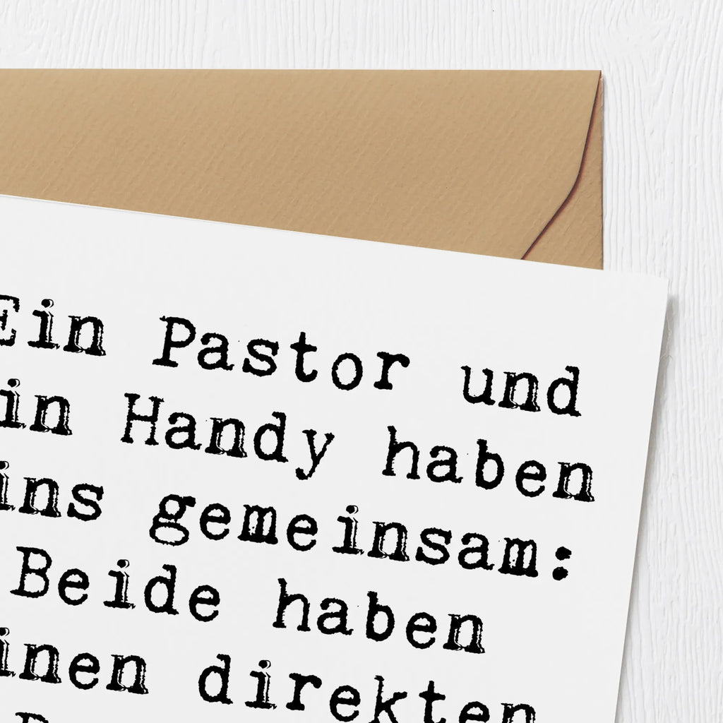 Deluxe Card Saying Ein Pastor und ein Handy haben eins gemeinsam: Beide haben einen direkten Draht nach oben! Einladungskarte, Hochzeitskarte, Karte, Hochwertige Klappkarte, Glückwunschkarte, Hochwertige Grußkarte, Klappkarte, Grußkarte, Geburtstagskarte, Beruf, Ausbildung, Jubiläum, Abschied, Rente, Kollege, Kollegin, Geschenk, Schenken, Arbeitskollege, Mitarbeiter, Firma, Danke, Dankeschön
