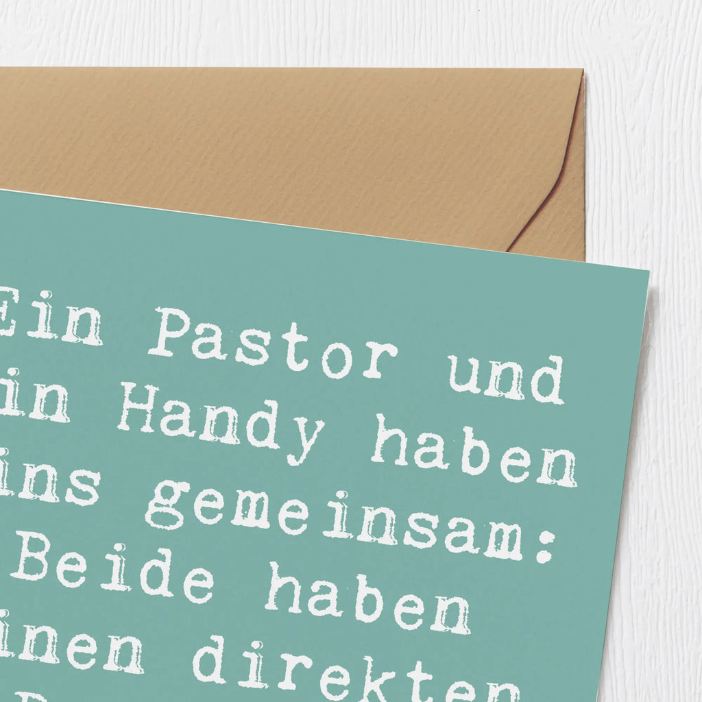 Deluxe Card Saying Ein Pastor und ein Handy haben eins gemeinsam: Beide haben einen direkten Draht nach oben! Einladungskarte, Hochzeitskarte, Karte, Hochwertige Klappkarte, Glückwunschkarte, Hochwertige Grußkarte, Klappkarte, Grußkarte, Geburtstagskarte, Beruf, Ausbildung, Jubiläum, Abschied, Rente, Kollege, Kollegin, Geschenk, Schenken, Arbeitskollege, Mitarbeiter, Firma, Danke, Dankeschön