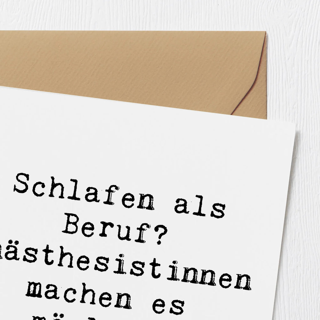 Deluxe Card Saying Schlafen als Beruf? Anästhesistinnen machen es möglich! Hochwertige Grußkarte, Einladungskarte, Karte, Geburtstagskarte, Hochzeitskarte, Grußkarte, Hochwertige Klappkarte, Glückwunschkarte, Klappkarte, Beruf, Ausbildung, Jubiläum, Abschied, Rente, Kollege, Kollegin, Geschenk, Schenken, Arbeitskollege, Mitarbeiter, Firma, Danke, Dankeschön