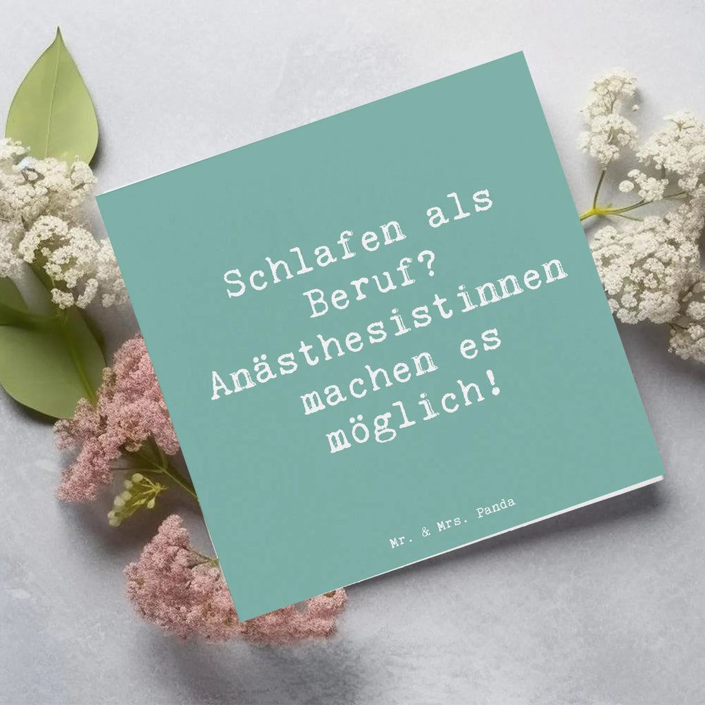 Deluxe Card Saying Schlafen als Beruf? Anästhesistinnen machen es möglich! Hochwertige Grußkarte, Einladungskarte, Karte, Geburtstagskarte, Hochzeitskarte, Grußkarte, Hochwertige Klappkarte, Glückwunschkarte, Klappkarte, Beruf, Ausbildung, Jubiläum, Abschied, Rente, Kollege, Kollegin, Geschenk, Schenken, Arbeitskollege, Mitarbeiter, Firma, Danke, Dankeschön