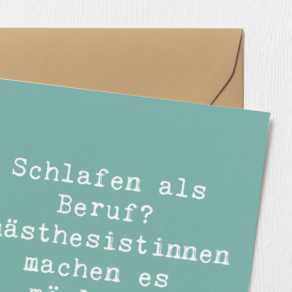 Deluxe Card Saying Schlafen als Beruf? Anästhesistinnen machen es möglich! Hochwertige Grußkarte, Einladungskarte, Karte, Geburtstagskarte, Hochzeitskarte, Grußkarte, Hochwertige Klappkarte, Glückwunschkarte, Klappkarte, Beruf, Ausbildung, Jubiläum, Abschied, Rente, Kollege, Kollegin, Geschenk, Schenken, Arbeitskollege, Mitarbeiter, Firma, Danke, Dankeschön