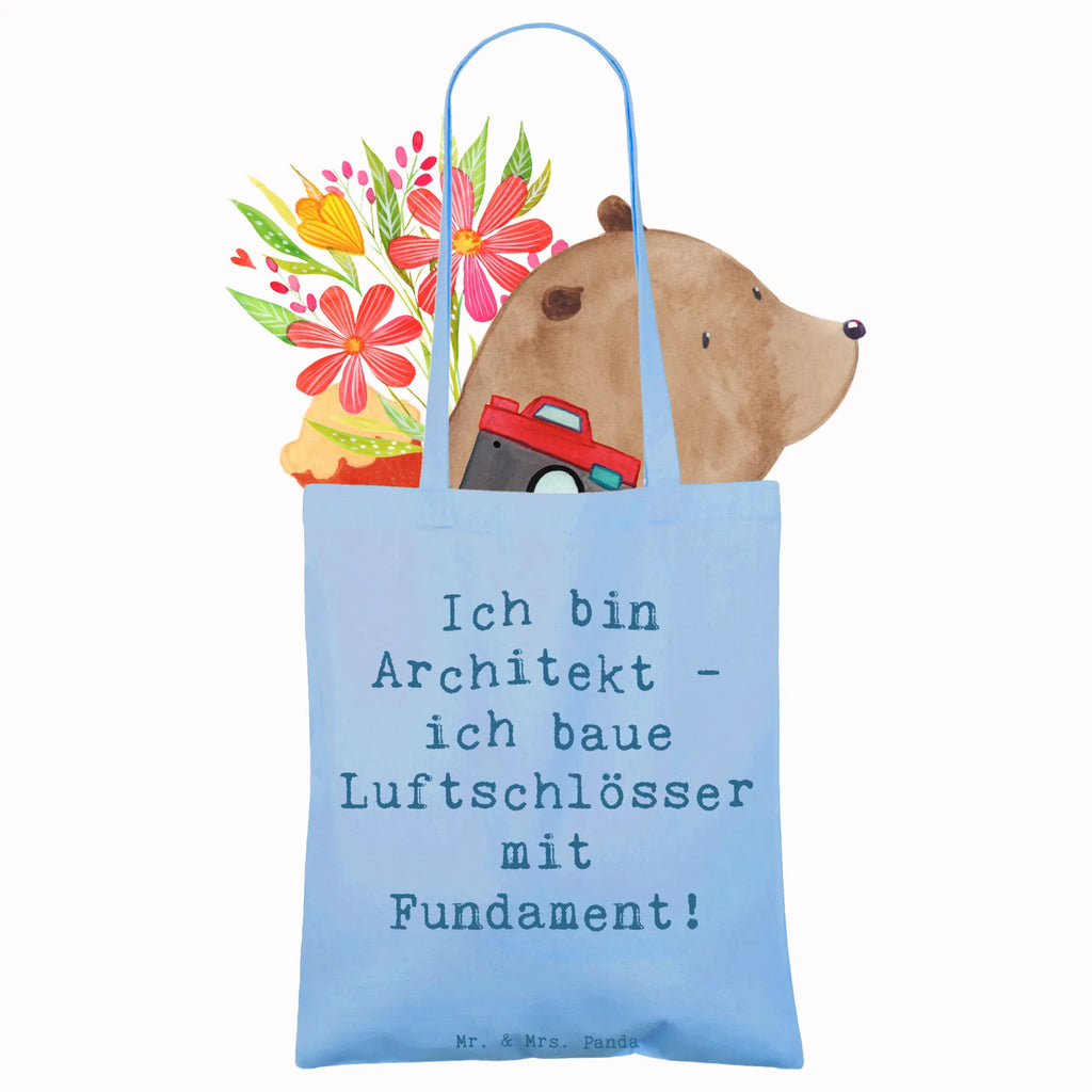 Tote bag Saying Ich bin Architekt - ich baue Luftschlösser mit Fundament! Stoffbeutel, Badetasche, Laptoptasche, Beuteltasche, Tasche, Jutetasche, Einkaufstasche, Einkaufstüte, Umhängetasche, Shopper, Schultertasche, Tragetasche, Beutel, Jutebeutel, Strandtasche, Stofftasche, Beruf, Ausbildung, Jubiläum, Abschied, Rente, Kollege, Kollegin, Geschenk, Schenken, Arbeitskollege, Mitarbeiter, Firma, Danke, Dankeschön