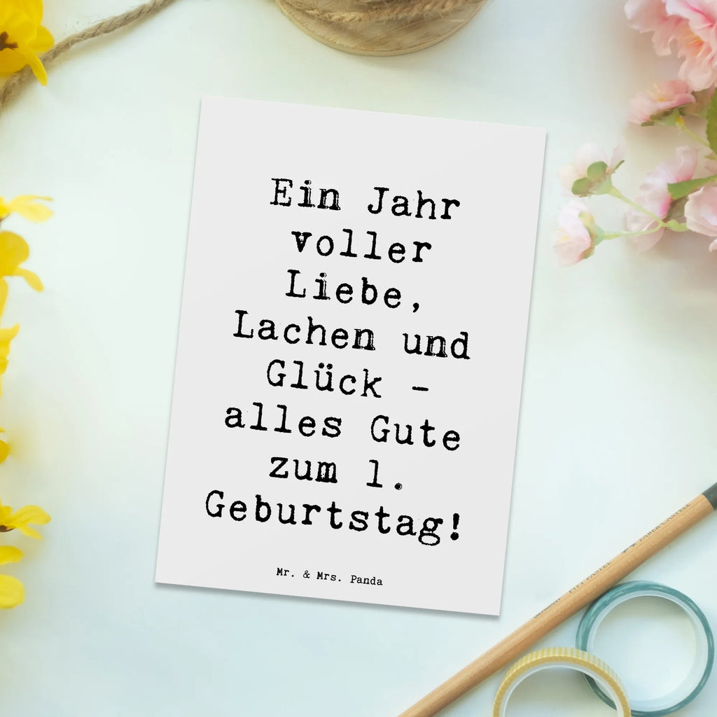 Postcard Saying Ein Jahr voller Liebe, Lachen und Glück - alles Gute zum 1. Geburtstag! Ansichtskarten, Dankeskarte, Geschenkkarte, Postkarte, Einladung Geburtstag, Karte, Einladungskarte, Ansichtskarte, Einladung, Einladungskarten Geburtstag, Grußkarte, Geburtstagskarte, Geburtstag, Geburtstagsgeschenk, Geschenk