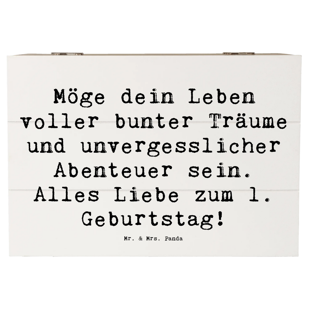 Wooden chest Saying Möge dein Leben voller bunter Träume und unvergesslicher Abenteuer sein. Alles Liebe zum 1. Geburtstag! Schatulle, Kiste, Geschenkbox, Holzkiste, Truhe, Erinnerungsbox, Erinnerungskiste, Aufbewahrungsbox, Dekokiste, Schatzkiste, XXL, Geschenkdose, Geburtstag, Geburtstagsgeschenk, Geschenk