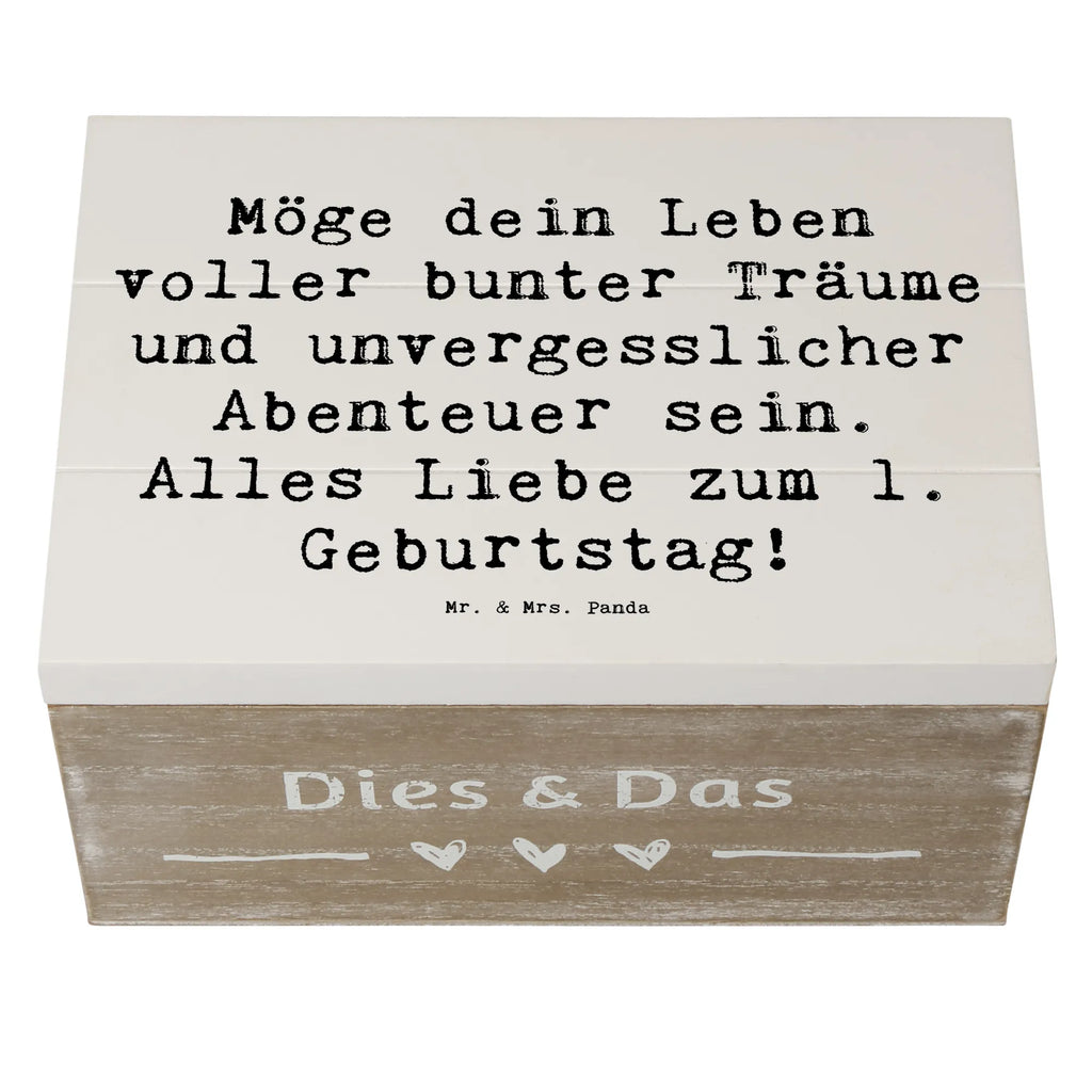 Wooden chest Saying Möge dein Leben voller bunter Träume und unvergesslicher Abenteuer sein. Alles Liebe zum 1. Geburtstag! Schatulle, Kiste, Geschenkbox, Holzkiste, Truhe, Erinnerungsbox, Erinnerungskiste, Aufbewahrungsbox, Dekokiste, Schatzkiste, XXL, Geschenkdose, Geburtstag, Geburtstagsgeschenk, Geschenk