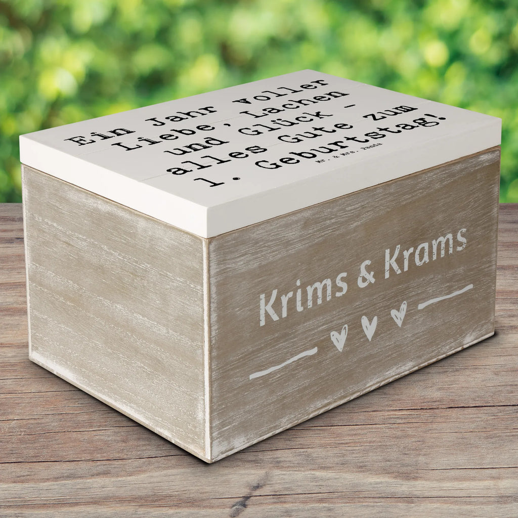 Holzkiste Spruch 1. Geburtstag Liebe Lachen Glück Kiste, Schatzkiste, Holzkiste, Aufbewahrungsbox, XXL, Erinnerungsbox, Erinnerungskiste, Truhe, Schatulle, Dekokiste, Geschenkbox, Geschenkdose, Geburtstag, Geburtstagsgeschenk, Geschenk