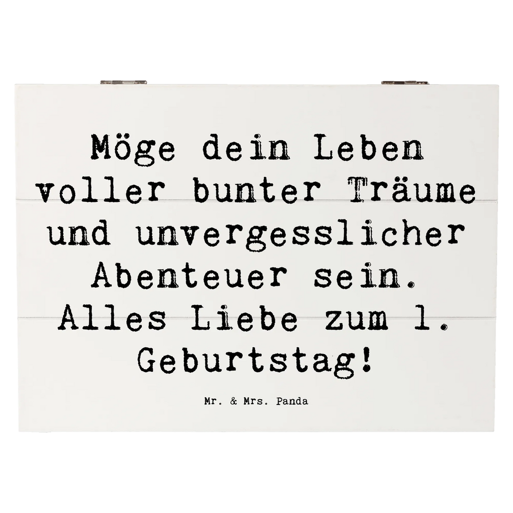 Wooden chest Saying Möge dein Leben voller bunter Träume und unvergesslicher Abenteuer sein. Alles Liebe zum 1. Geburtstag! Schatulle, Kiste, Geschenkbox, Holzkiste, Truhe, Erinnerungsbox, Erinnerungskiste, Aufbewahrungsbox, Dekokiste, Schatzkiste, XXL, Geschenkdose, Geburtstag, Geburtstagsgeschenk, Geschenk