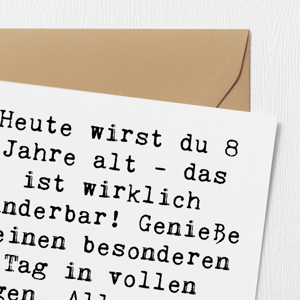 Deluxe Karte Spruch 8. Geburtstag Feier Einladungskarte, Karte, Hochwertige Grußkarte, Hochwertige Klappkarte, Grußkarte, Hochzeitskarte, Glückwunschkarte, Klappkarte, Geburtstagskarte, Geburtstag, Geburtstagsgeschenk, Geschenk
