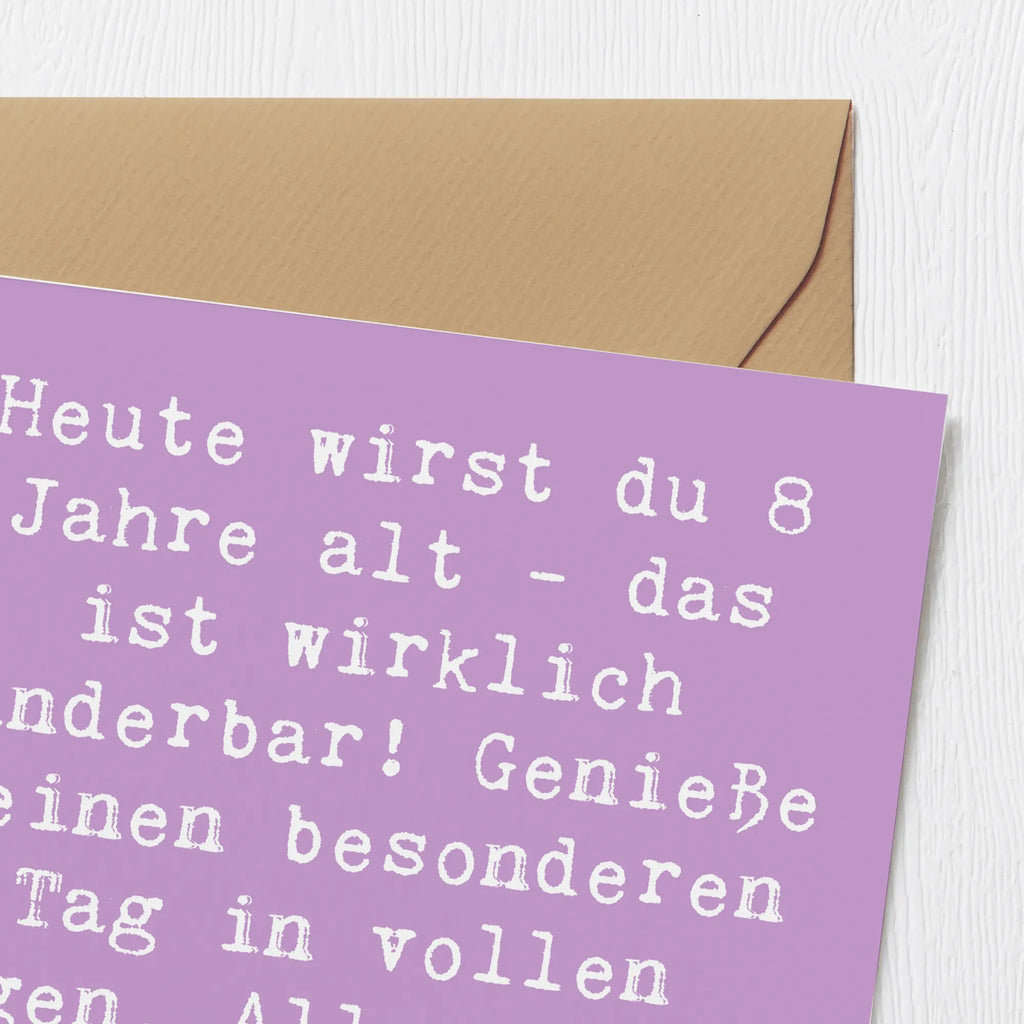 Deluxe Karte Spruch 8. Geburtstag Feier Einladungskarte, Karte, Hochwertige Grußkarte, Hochwertige Klappkarte, Grußkarte, Hochzeitskarte, Glückwunschkarte, Klappkarte, Geburtstagskarte, Geburtstag, Geburtstagsgeschenk, Geschenk