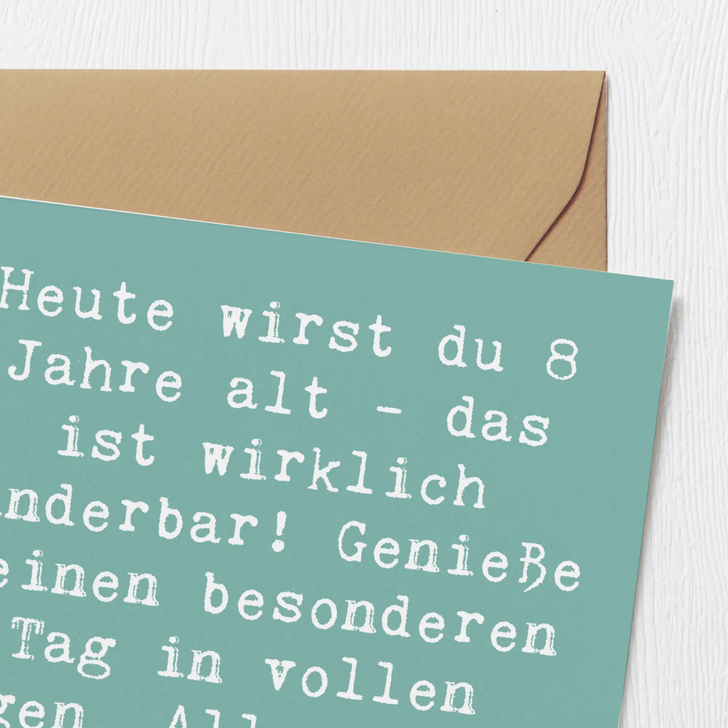Deluxe Karte Spruch 8. Geburtstag Feier Einladungskarte, Karte, Hochwertige Grußkarte, Hochwertige Klappkarte, Grußkarte, Hochzeitskarte, Glückwunschkarte, Klappkarte, Geburtstagskarte, Geburtstag, Geburtstagsgeschenk, Geschenk
