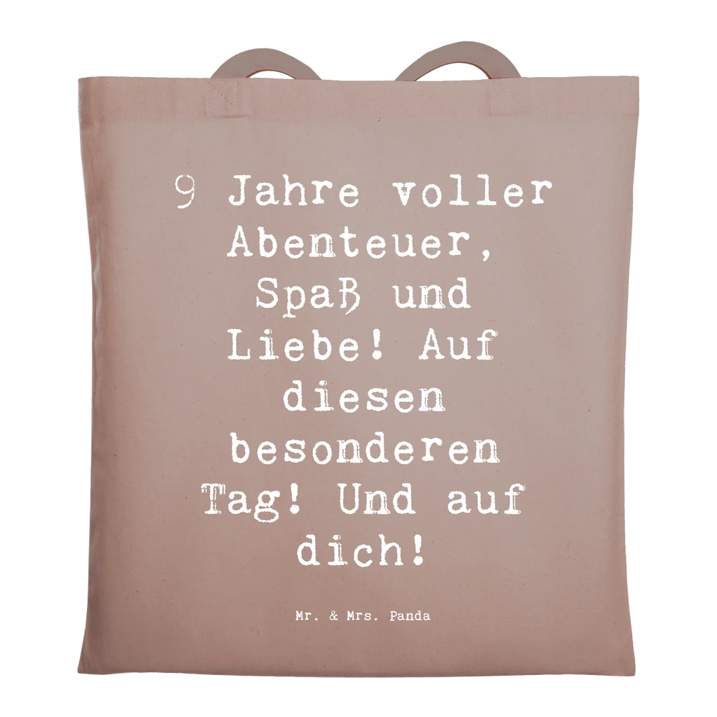 Tote bag Saying 9 Jahre voller Abenteuer, Spaß und Liebe! Auf diesen besonderen Tag! Und auf dich! Beuteltasche, Beutel, Einkaufstasche, Jutebeutel, Stoffbeutel, Tasche, Shopper, Umhängetasche, Strandtasche, Schultertasche, Stofftasche, Tragetasche, Badetasche, Jutetasche, Einkaufstüte, Laptoptasche, Geburtstag, Geburtstagsgeschenk, Geschenk