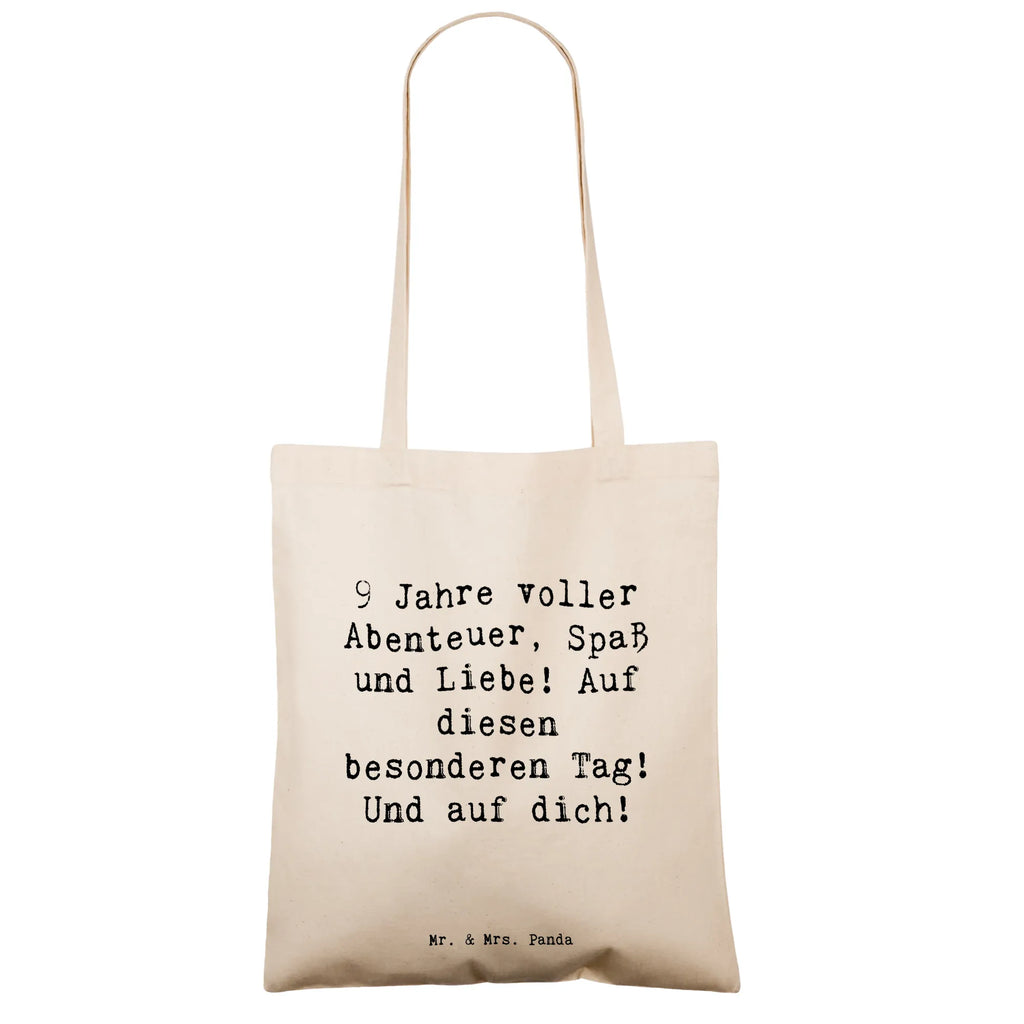 Tote bag Saying 9 Jahre voller Abenteuer, Spaß und Liebe! Auf diesen besonderen Tag! Und auf dich! Beuteltasche, Beutel, Einkaufstasche, Jutebeutel, Stoffbeutel, Tasche, Shopper, Umhängetasche, Strandtasche, Schultertasche, Stofftasche, Tragetasche, Badetasche, Jutetasche, Einkaufstüte, Laptoptasche, Geburtstag, Geburtstagsgeschenk, Geschenk
