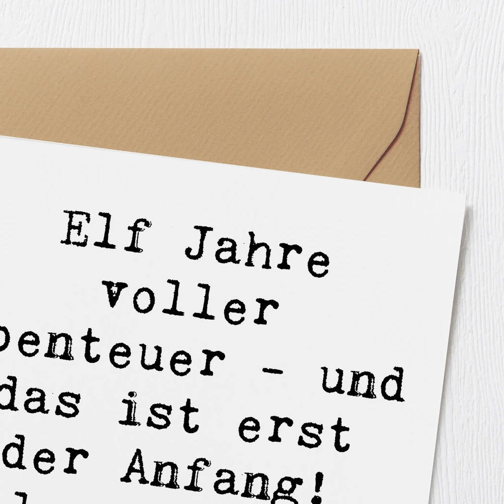 Deluxe Card Saying Elf Jahre voller Abenteuer - und das ist erst der Anfang! Alles Gute zum 11. Geburtstag! Karte, Hochwertige Grußkarte, Einladungskarte, Hochwertige Klappkarte, Klappkarte, Grußkarte, Geburtstagskarte, Hochzeitskarte, Glückwunschkarte, Geburtstag, Geburtstagsgeschenk, Geschenk