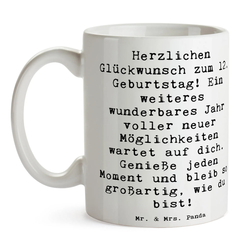 Tasse Spruch 12. Geburtstag Glück Geschenktasse, Bürotasse, Keramiktasse, Porzellantasse, Teetasse, Tasse mit Zitaten, Tasse, Tasse mit Motiven, Kaffeetasse, Geburtstag, Geburtstagsgeschenk, Geschenk