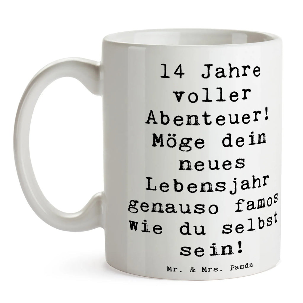 Tasse Spruch 14. Geburtstag Abenteuer Tasse mit Zitaten, Kaffeetasse, Keramiktasse, Geschenktasse, Porzellantasse, Teetasse, Tasse mit Motiven, Bürotasse, Tasse, Geburtstag, Geburtstagsgeschenk, Geschenk