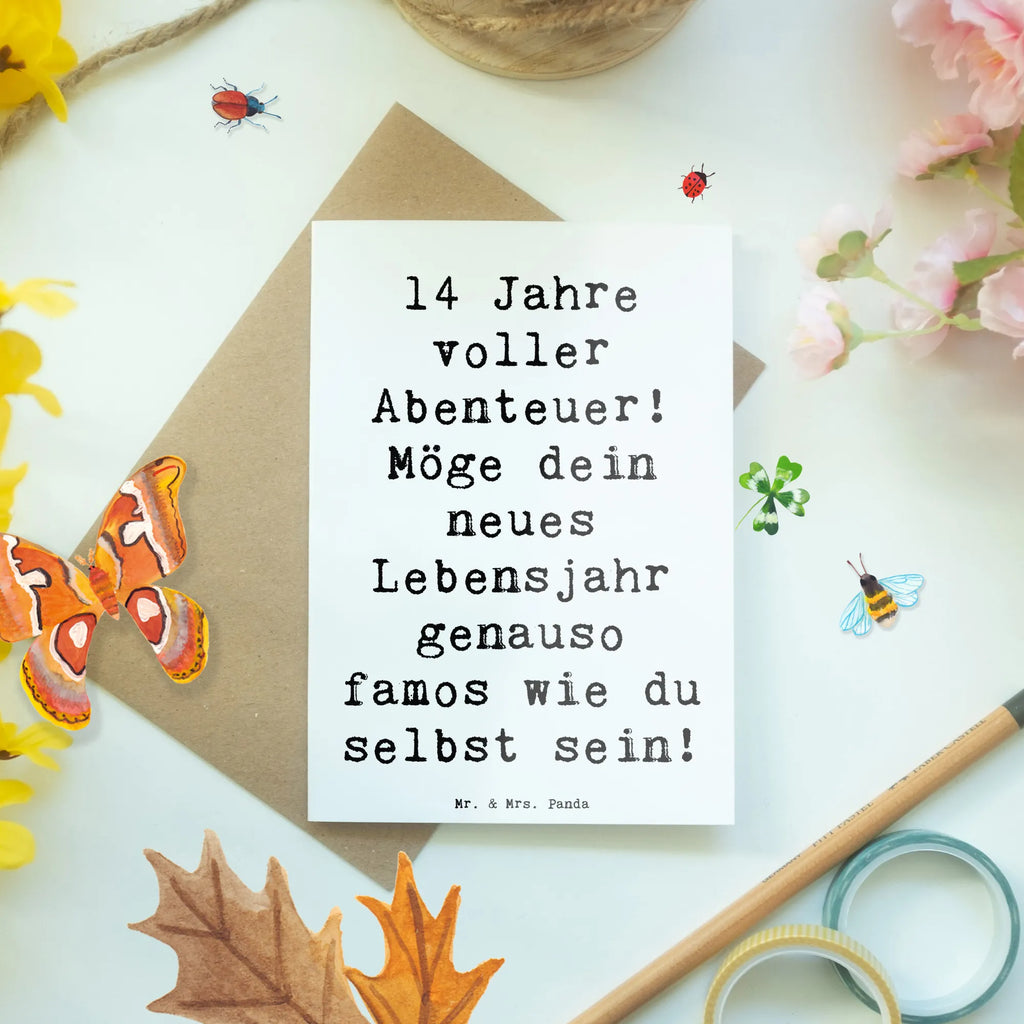 Grußkarte Spruch 14. Geburtstag Abenteuer Einladungskarte, Grußkarte, Geburtstagskarte, Klappkarte, Ansichtskarten, Glückwunschkarte, Karte, Hochzeitskarte, Geburtstag, Geburtstagsgeschenk, Geschenk