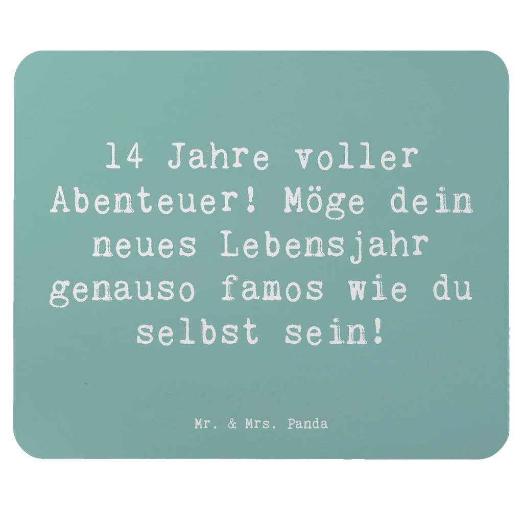 Mouse mat Saying 14 Jahre voller Abenteuer! Möge dein neues Lebensjahr genauso famos wie du selbst sein! Mausunterlage, Arbeitszimmer, Mauspad Büro, Büroausstattung, Computer zubehör, PC Zubehör, Einzigartiges Mauspad, Designer Mauspad, Mousepad, Mauspad, Geburtstag, Geburtstagsgeschenk, Geschenk