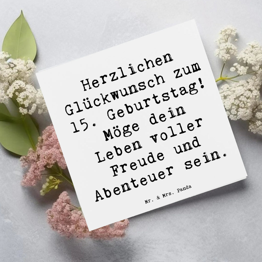 Deluxe Karte Spruch 15. Geburtstag Glückwünsche Klappkarte, Glückwunschkarte, Grußkarte, Karte, Hochwertige Klappkarte, Hochzeitskarte, Geburtstagskarte, Einladungskarte, Hochwertige Grußkarte, Geburtstag, Geburtstagsgeschenk, Geschenk