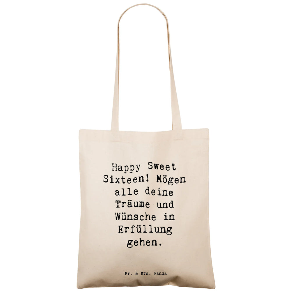 Tote bag Saying Happy Sweet Sixteen! Mögen alle deine Träume und Wünsche in Erfüllung gehen. Beuteltasche, Beutel, Einkaufstasche, Jutebeutel, Stoffbeutel, Tasche, Shopper, Umhängetasche, Strandtasche, Schultertasche, Stofftasche, Tragetasche, Badetasche, Jutetasche, Einkaufstüte, Laptoptasche, Geburtstag, Geburtstagsgeschenk, Geschenk