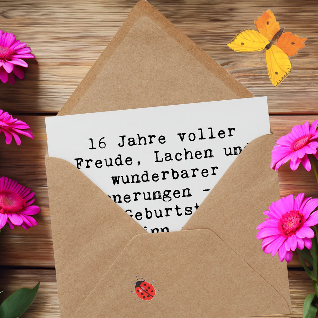 Deluxe Karte Spruch 16. Geburtstag Freude Hochwertige Klappkarte, Karte, Geburtstagskarte, Glückwunschkarte, Klappkarte, Hochzeitskarte, Hochwertige Grußkarte, Einladungskarte, Grußkarte, Geburtstag, Geburtstagsgeschenk, Geschenk