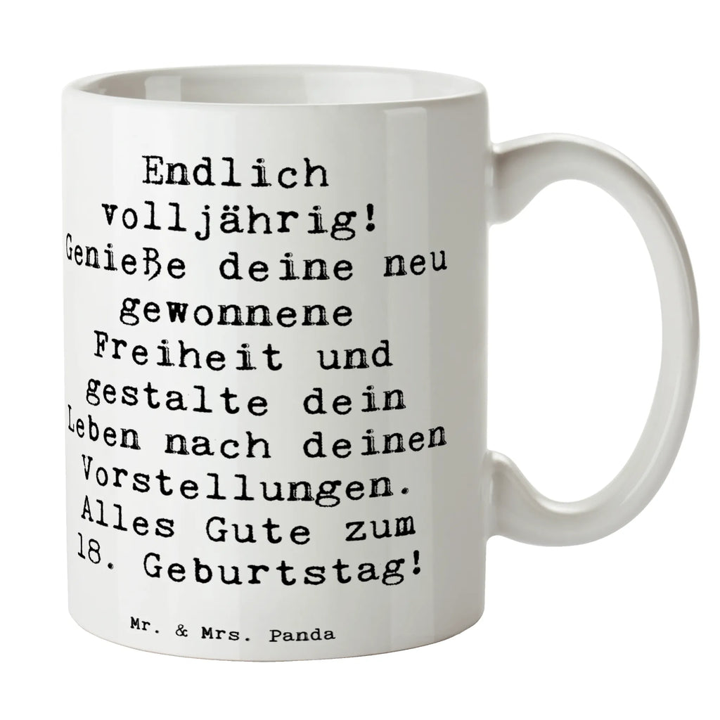 Tasse Spruch 18. Geburtstag Freiheit Tasse mit Motiven, Tasse, Tasse mit Zitaten, Teetasse, Keramiktasse, Porzellantasse, Geschenktasse, Bürotasse, Kaffeetasse, Geburtstag, Geburtstagsgeschenk, Geschenk