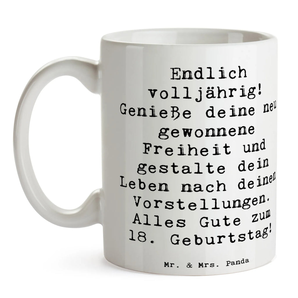 Tasse Spruch 18. Geburtstag Freiheit Tasse mit Motiven, Tasse, Tasse mit Zitaten, Teetasse, Keramiktasse, Porzellantasse, Geschenktasse, Bürotasse, Kaffeetasse, Geburtstag, Geburtstagsgeschenk, Geschenk