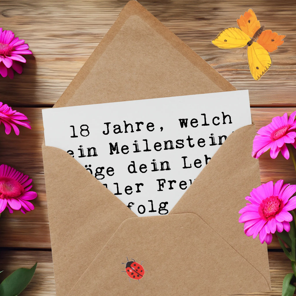 Deluxe Card Saying 18 Jahre, welch ein Meilenstein! Möge dein Leben voller Freude, Erfolg und unvergesslicher Momente sein. Happy Birthday! Hochwertige Grußkarte, Karte, Einladungskarte, Hochwertige Klappkarte, Grußkarte, Glückwunschkarte, Klappkarte, Geburtstagskarte, Hochzeitskarte, Geburtstag, Geburtstagsgeschenk, Geschenk