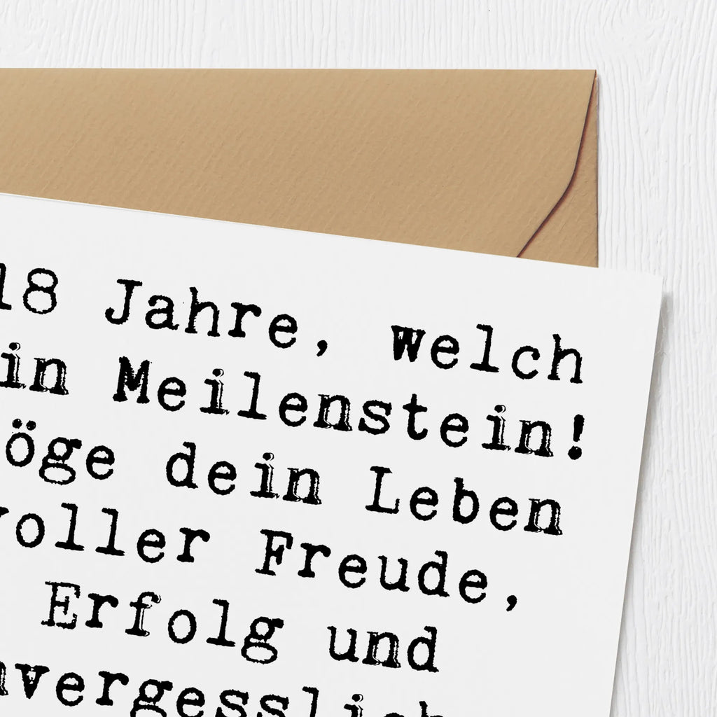 Deluxe Card Saying 18 Jahre, welch ein Meilenstein! Möge dein Leben voller Freude, Erfolg und unvergesslicher Momente sein. Happy Birthday! Hochwertige Grußkarte, Karte, Einladungskarte, Hochwertige Klappkarte, Grußkarte, Glückwunschkarte, Klappkarte, Geburtstagskarte, Hochzeitskarte, Geburtstag, Geburtstagsgeschenk, Geschenk