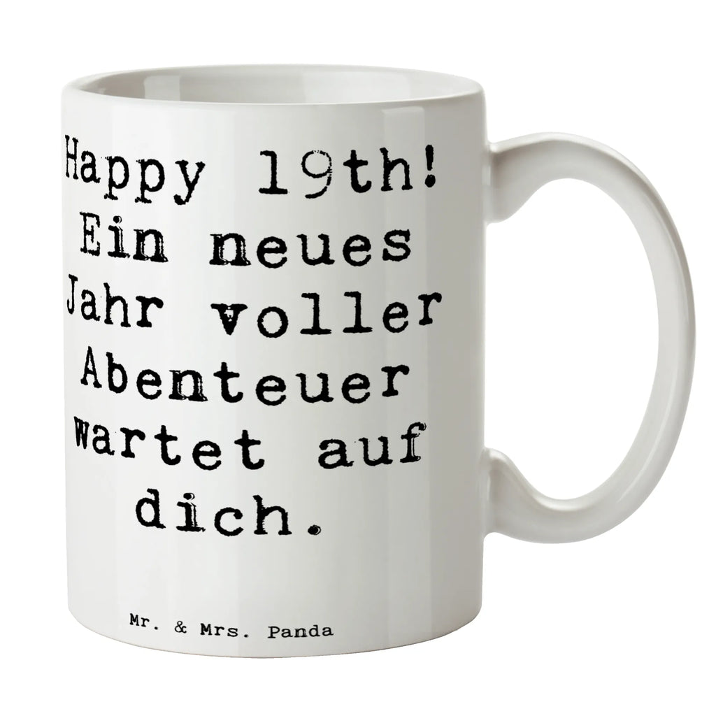 Tasse Spruch 19. Geburtstag Abenteuer Porzellantasse, Bürotasse, Tasse, Tasse mit Motiven, Keramiktasse, Kaffeetasse, Geschenktasse, Teetasse, Tasse mit Zitaten, Geburtstag, Geburtstagsgeschenk, Geschenk