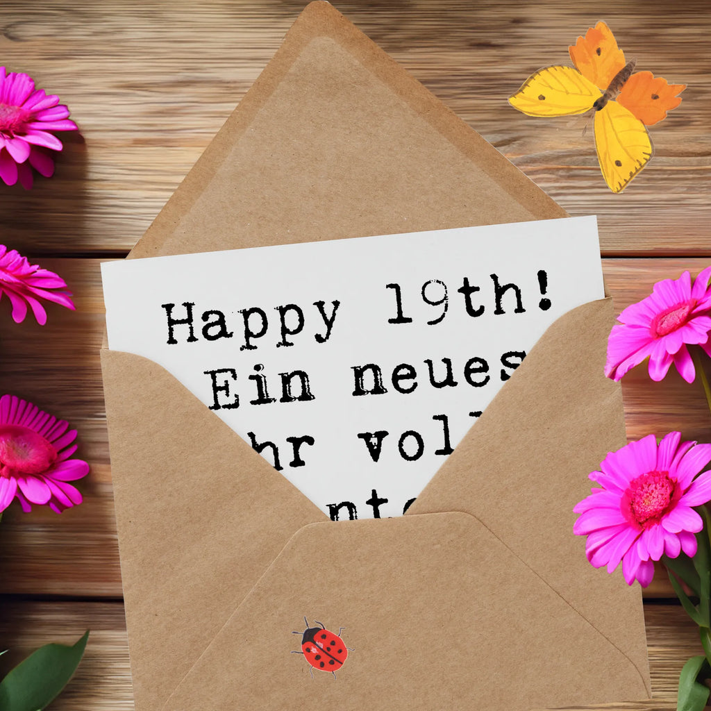 Deluxe Karte Spruch 19. Geburtstag Abenteuer Hochzeitskarte, Einladungskarte, Klappkarte, Grußkarte, Hochwertige Klappkarte, Glückwunschkarte, Geburtstagskarte, Karte, Hochwertige Grußkarte, Geburtstag, Geburtstagsgeschenk, Geschenk