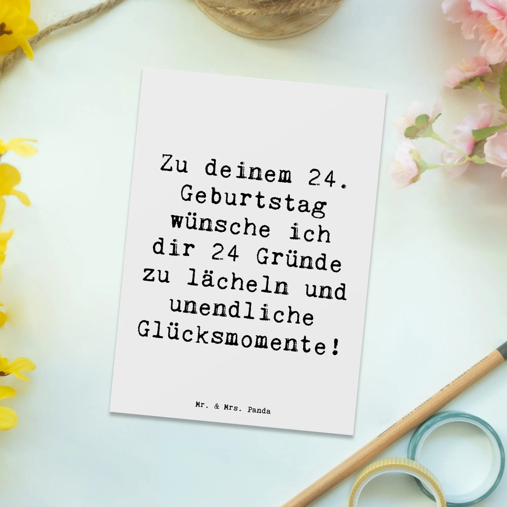 Postkarte Spruch 24. Geburtstag Glück Designkarte, Ansichtskarten, Postkarte, bildkarte, einzelkarte, kunstkarte, Fotokarte, Kunstkarten, spruchkarte, Grußkarte, Motivkarte, Postkarten, Ansichtskarte, Geburtstag, Geburtstagsgeschenk, Geschenk
