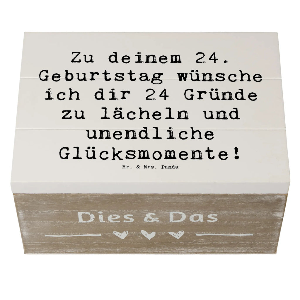 Wooden chest Saying Zu deinem 24. Geburtstag wünsche ich dir 24 Gründe zu lächeln und unendliche Glücksmomente! Aufbewahrungsbox, Holzkiste, Geschenkbox, Erinnerungskiste, Geschenkdose, Schatulle, Dekokiste, XXL, Kiste, Schatzkiste, Erinnerungsbox, Truhe, Geburtstag, Geburtstagsgeschenk, Geschenk