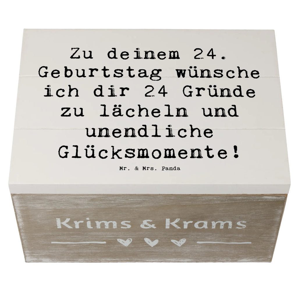 Wooden chest Saying Zu deinem 24. Geburtstag wünsche ich dir 24 Gründe zu lächeln und unendliche Glücksmomente! Aufbewahrungsbox, Holzkiste, Geschenkbox, Erinnerungskiste, Geschenkdose, Schatulle, Dekokiste, XXL, Kiste, Schatzkiste, Erinnerungsbox, Truhe, Geburtstag, Geburtstagsgeschenk, Geschenk