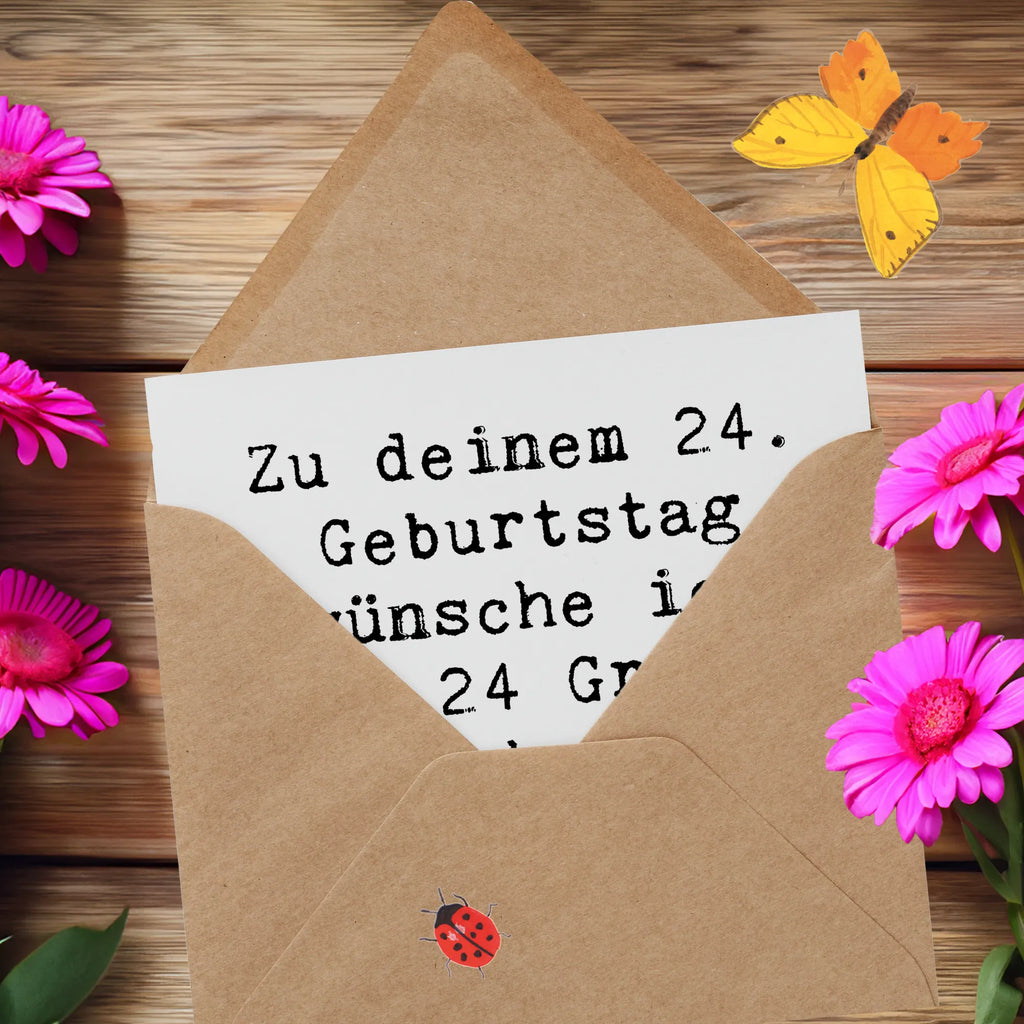 Deluxe Karte Spruch 24. Geburtstag Glück Hochwertige Klappkarte, Klappkarte, Karte, Grußkarte, Einladungskarte, Glückwunschkarte, Hochzeitskarte, Hochwertige Grußkarte, Geburtstagskarte, Geburtstag, Geburtstagsgeschenk, Geschenk