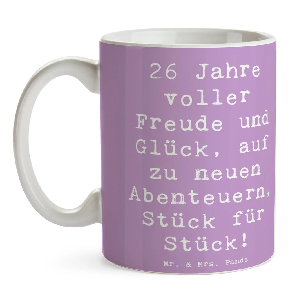 Mug Saying 26 Jahre voller Freude und Glück, auf zu neuen Abenteuern, Stück für Stück! Keramiktasse, Tasse mit Motiven, Porzellantasse, Kaffeetasse, Bürotasse, Tasse mit Zitaten, Teetasse, Geschenktasse, Tasse, Geburtstag, Geburtstagsgeschenk, Geschenk