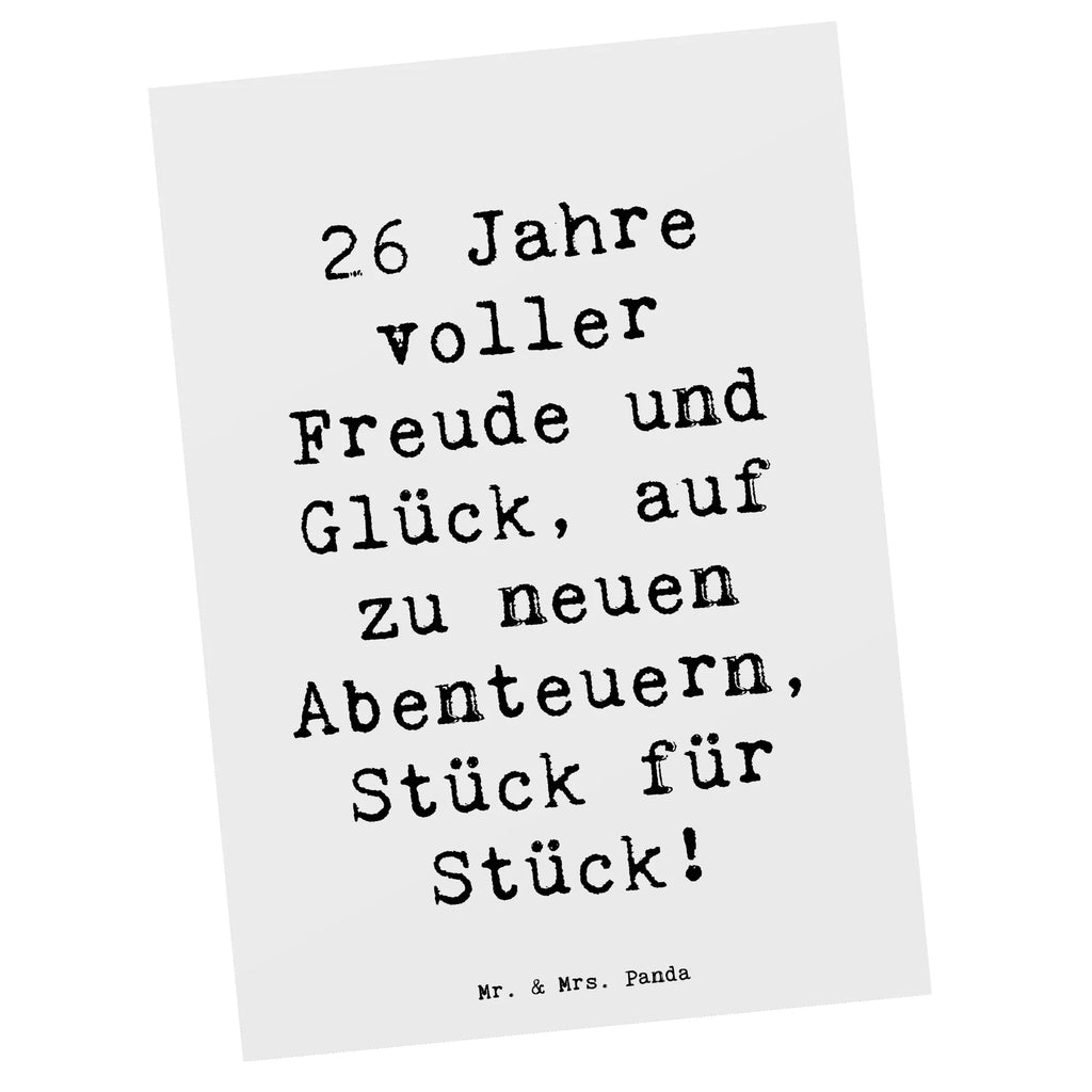 Postcard Saying 26 Jahre voller Freude und Glück, auf zu neuen Abenteuern, Stück für Stück! Einladung, Einladungskarte, Postkarte, Ansichtskarte, Grußkarte, Karte, Dankeskarte, Einladungskarten Geburtstag, Einladung Geburtstag, Geburtstagskarte, Ansichtskarten, Geschenkkarte, Geburtstag, Geburtstagsgeschenk, Geschenk