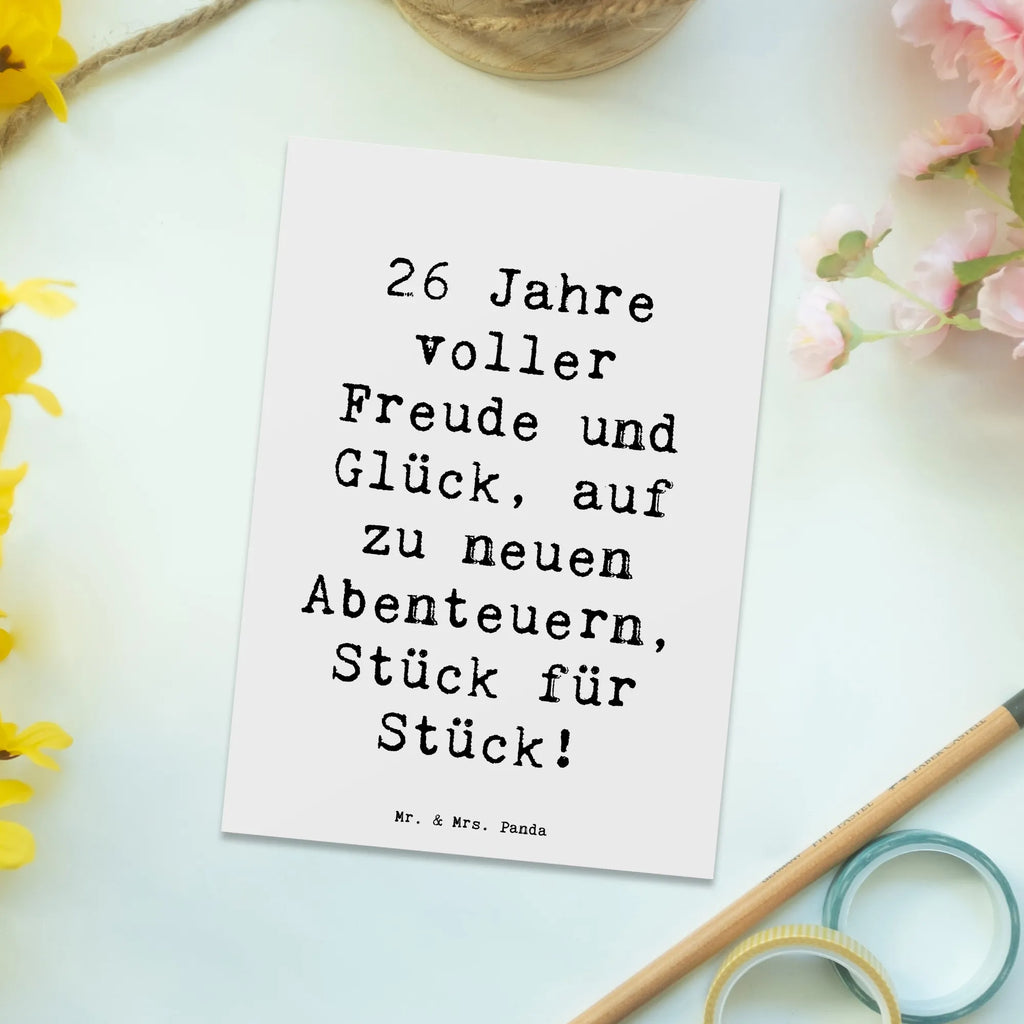 Postcard Saying 26 Jahre voller Freude und Glück, auf zu neuen Abenteuern, Stück für Stück! Einladung, Einladungskarte, Postkarte, Ansichtskarte, Grußkarte, Karte, Dankeskarte, Einladungskarten Geburtstag, Einladung Geburtstag, Geburtstagskarte, Ansichtskarten, Geschenkkarte, Geburtstag, Geburtstagsgeschenk, Geschenk