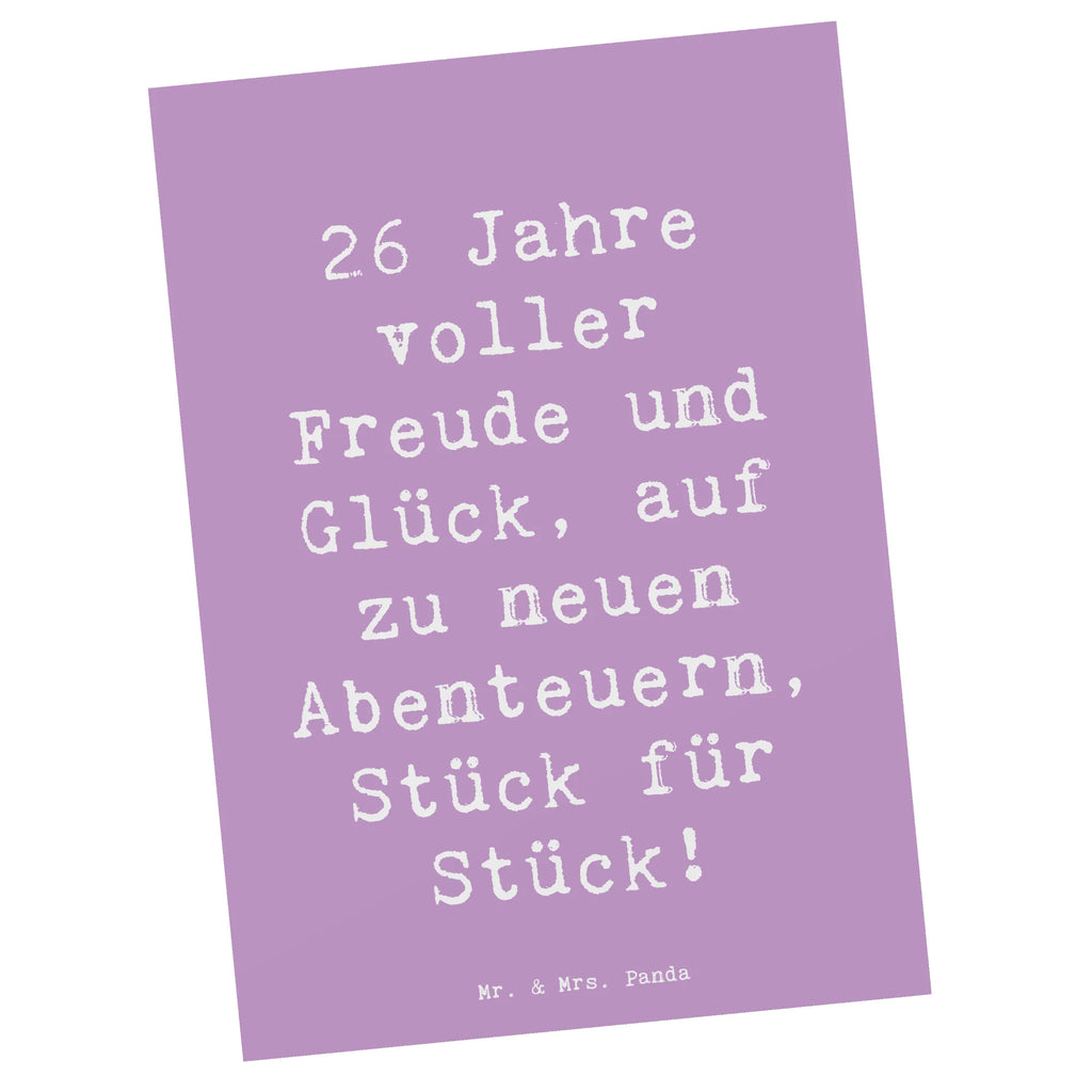Postcard Saying 26 Jahre voller Freude und Glück, auf zu neuen Abenteuern, Stück für Stück! Einladung, Einladungskarte, Postkarte, Ansichtskarte, Grußkarte, Karte, Dankeskarte, Einladungskarten Geburtstag, Einladung Geburtstag, Geburtstagskarte, Ansichtskarten, Geschenkkarte, Geburtstag, Geburtstagsgeschenk, Geschenk