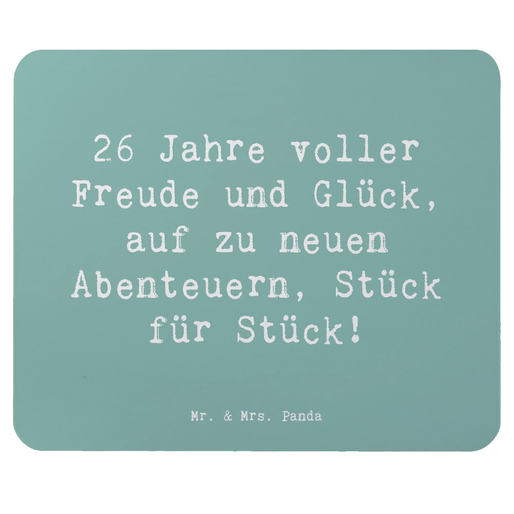Mouse mat Saying 26 Jahre voller Freude und Glück, auf zu neuen Abenteuern, Stück für Stück! Arbeitszimmer, Mausunterlage, Einzigartiges Mauspad, PC Zubehör, Designer Mauspad, Mousepad, Mauspad Büro, Büroausstattung, Computer zubehör, Mauspad, Geburtstag, Geburtstagsgeschenk, Geschenk
