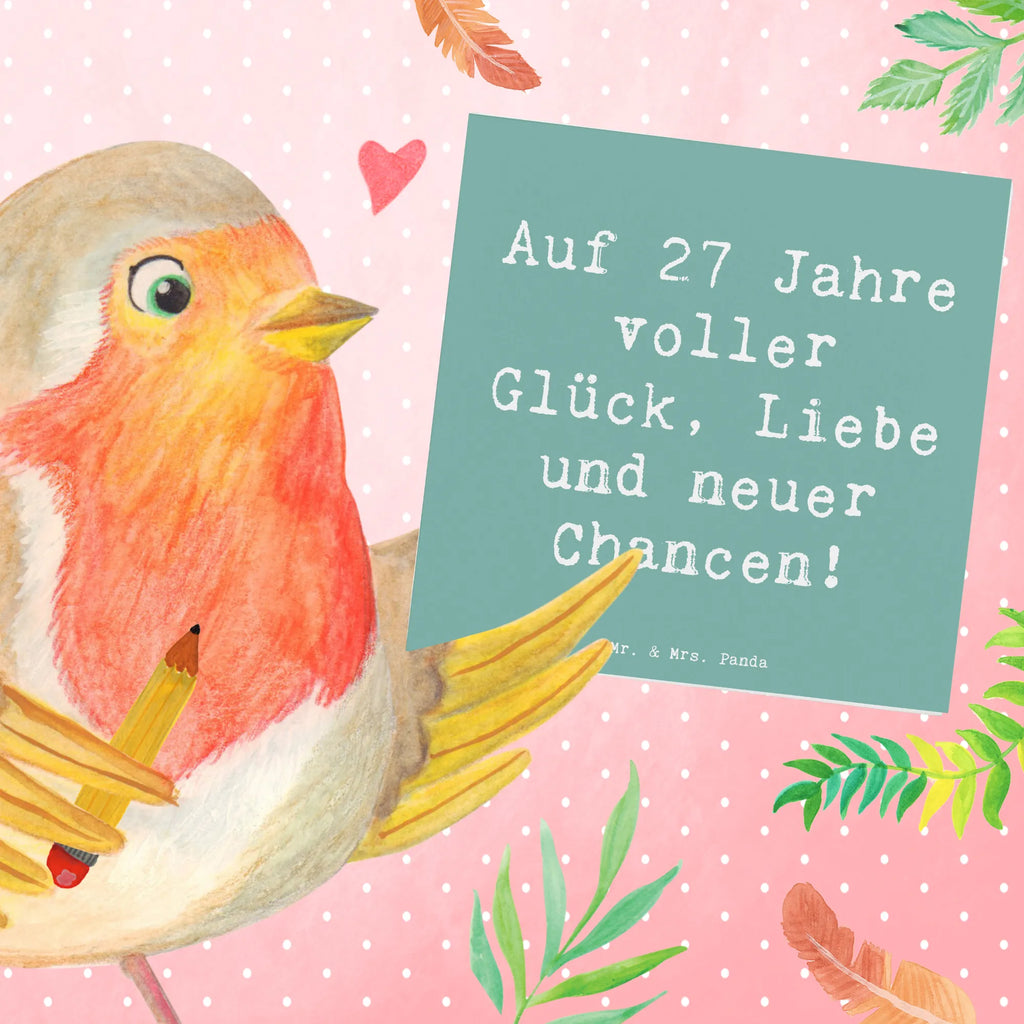 Deluxe Card Saying Auf 27 Jahre voller Glück, Liebe und neuer Chancen! Grußkarte, Hochwertige Grußkarte, Karte, Hochwertige Klappkarte, Hochzeitskarte, Einladungskarte, Glückwunschkarte, Klappkarte, Geburtstagskarte, Geburtstag, Geburtstagsgeschenk, Geschenk